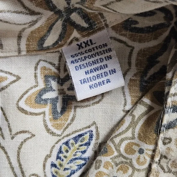 Reyn Spooner Hawaiian Floral Button Down Short Sleeve Shirt 2XL Coastal Beach - Picture 4 of 7